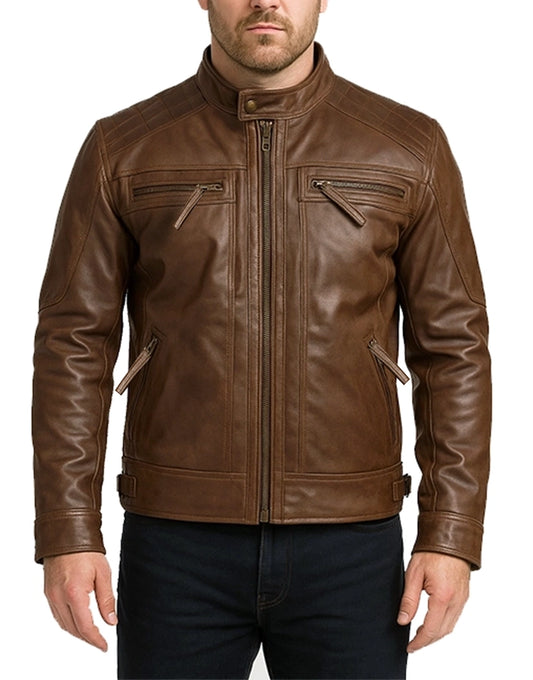 Mens-Chocolate-Brown-Biker-Leather-Jacket-With-Quilted-Shoulders-MBIKR-0001-front.webp