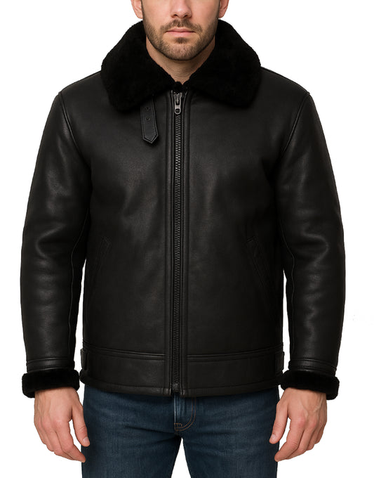 Mens-Black-Aviator-Shearling-Leather-Jacket-with-Turn-Down-Collar-MSHRL-0001-front.webp