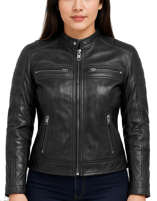 Womens-Tan-Cafe-Racer-Leather-Jacket-UEJ-WCAFR-0003-front-black.webp