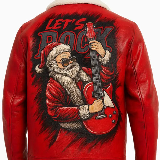 Let’s Rock Santa Hand Painted Leather Jacket