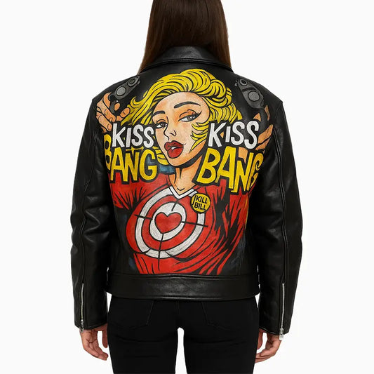 Women’s Kiss Kiss Bang Bang Black Leather Jacket