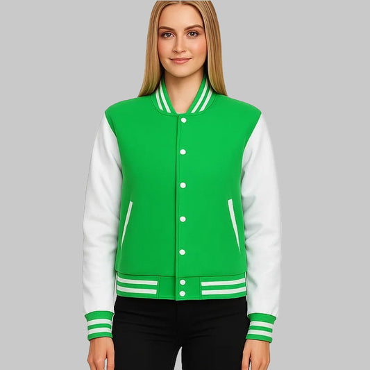 Women_sGreenandWhiteBaseballVarstyJacket