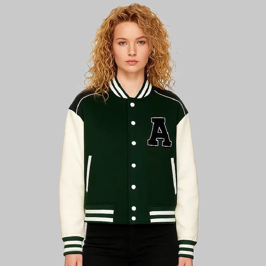 Women_sGreenandWhiteVarsityJacket