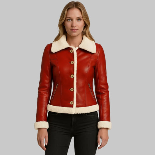 Women_sRedShearlingLeatherJacketforWomen