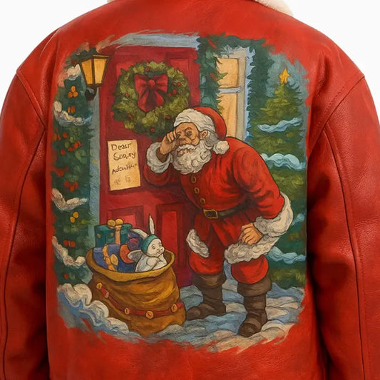 Xmas Santa’s Hand Painted Leather Jacket