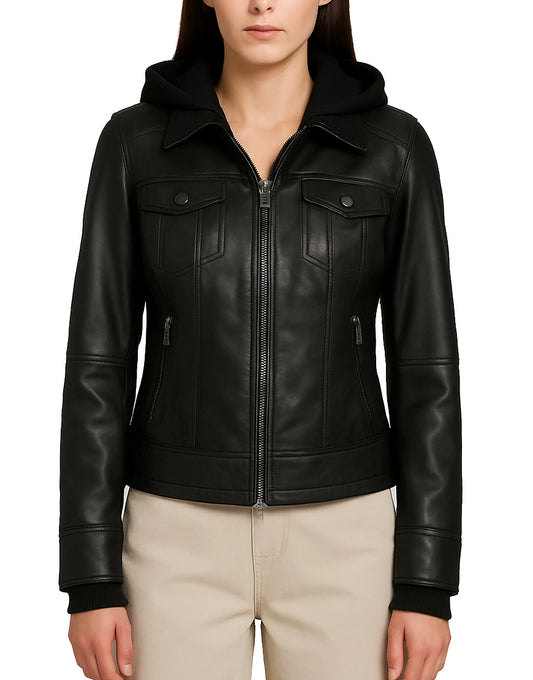 Womens-Black-Leather-Bomber-Jacket-with-Removable-Hood-WBMBR-0002-front.webp