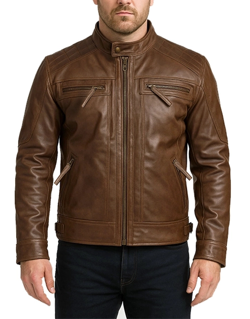 Mens-Chocolate-Brown-Biker-Leather-Jacket-With-Quilted-Shoulders-MBIKR-0001-front.webp