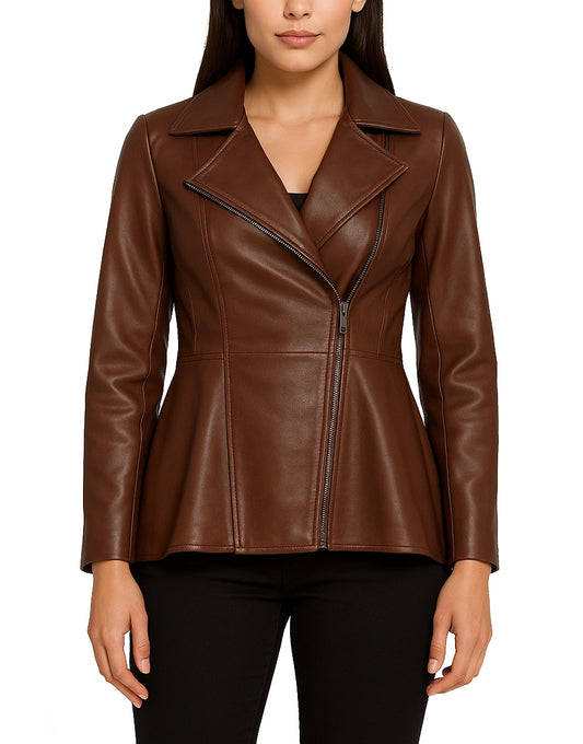 Womens-Asymmetrical-Cognac-Peplum-Leather-Jacket-WCOAT-0003-front.webp