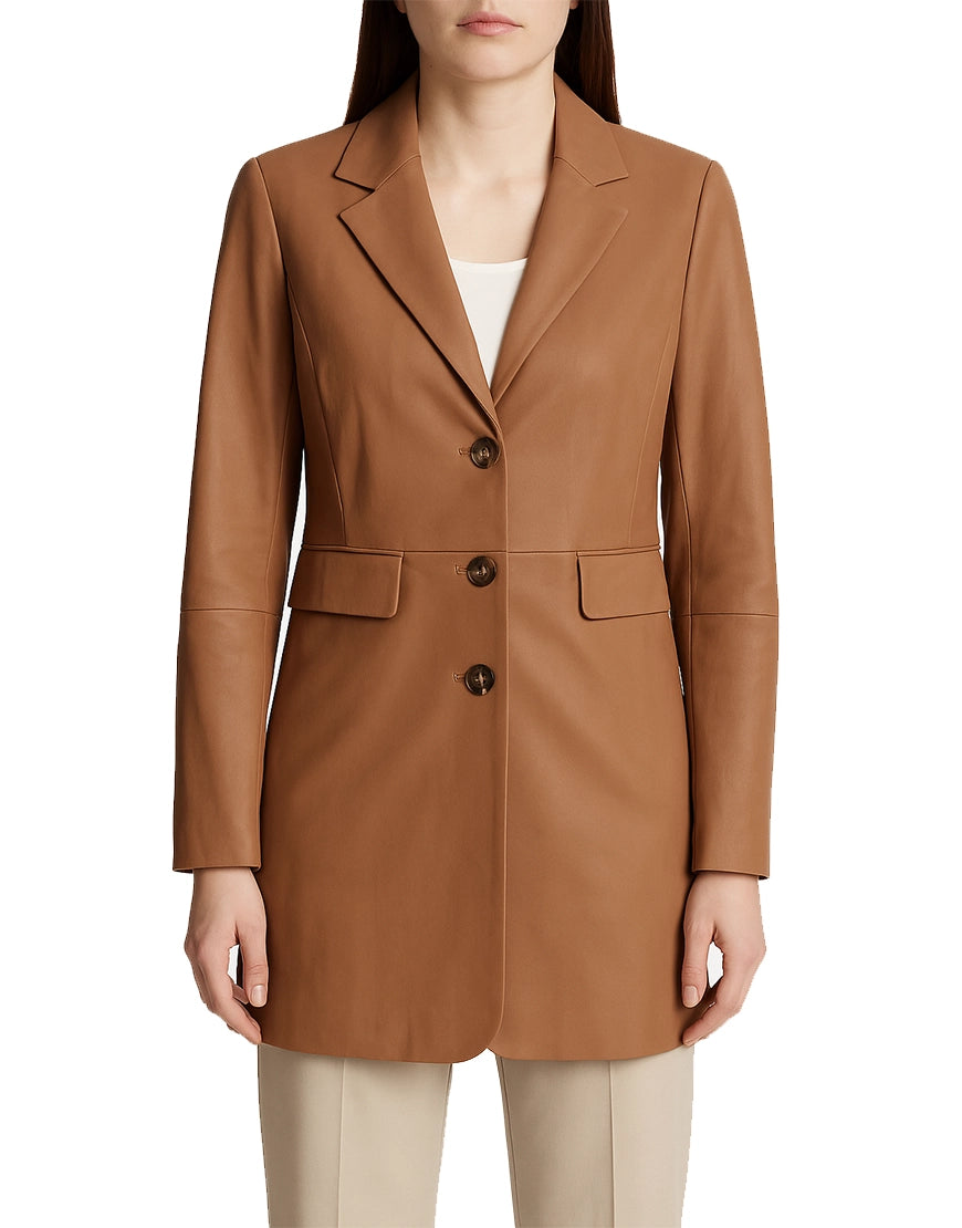 Womens-Brown-Leather-Long-Trench-Coat-WCOAT-0002-front.webp