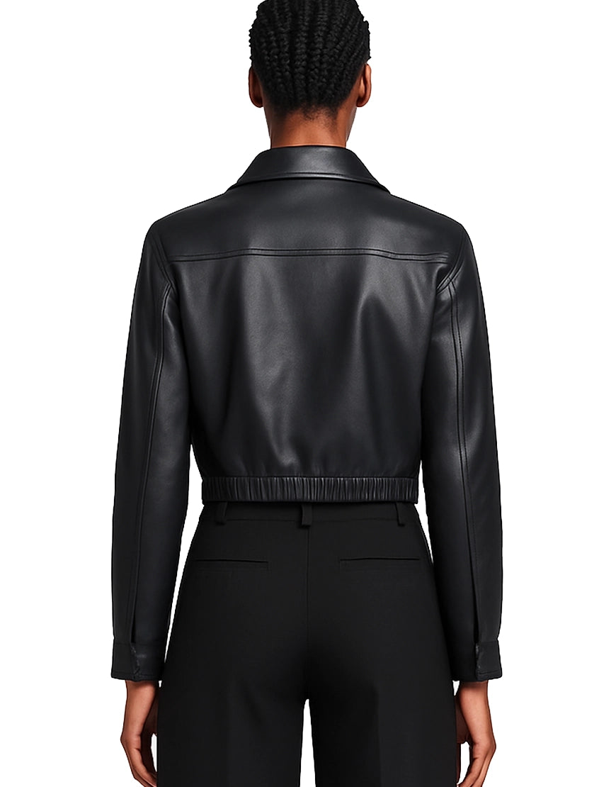 Womens-Glossy-Black-Blouson-Cropped-Leather-Jacket-WLTHR-0026-back-black.webp