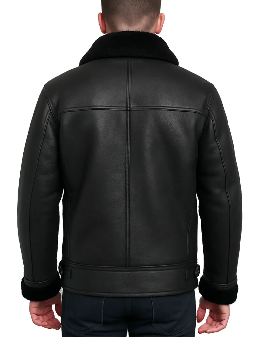 Mens-Black-Aviator-Shearling-Leather-Jacket-with-Turn-Down-Collar-MSHRL-0001-back.webp