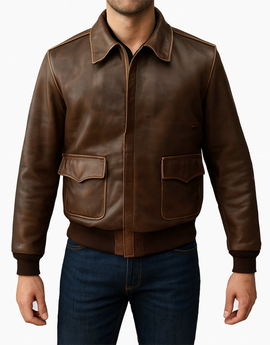 Mens-A-2-USAAF-Air-Force-Distressed-Brown-Leather-Aviator-Jacket-MAVTR-0004-front.webp