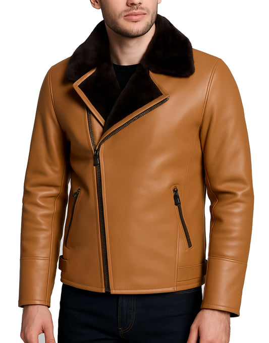 Mens-Camel-Brown-Shearling-Moto-Leather-Jacket-MSHRL-0005-front.webp