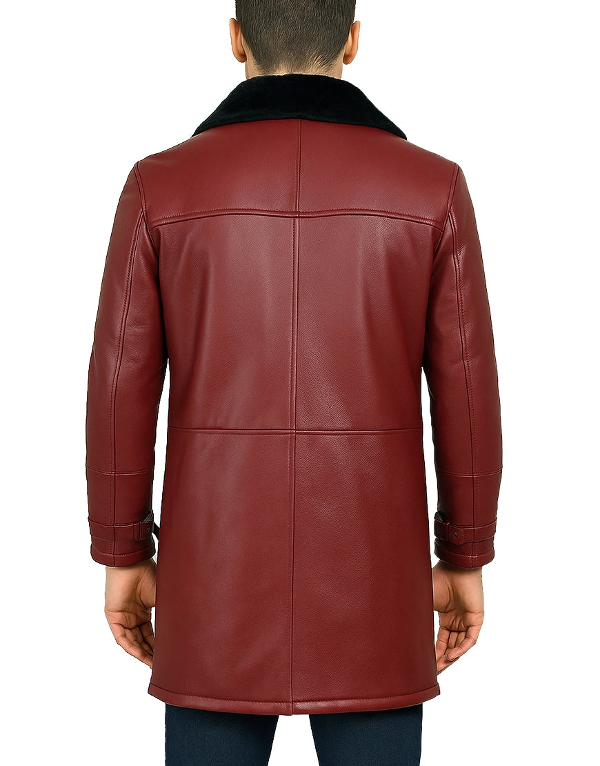 Mens-Maroon-Leather-Coat-with-Black-Shearling-MCOAT-0003-Back.webp