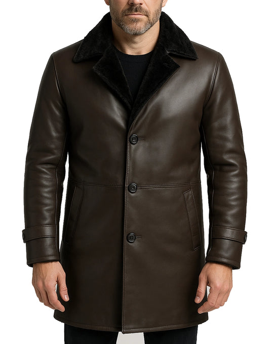 Mens-34-Length-Dark-Brown-Shearling-Leather-Coat-MCOAT-0001-front.webp