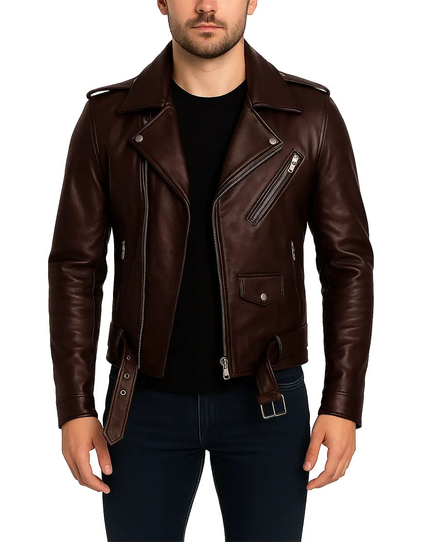 Mens-Brown-Asymmetrical-Belted-Moto-Real-Leather-Jacket-front-view-UEJ-MBIKR-0002-BRN.webp