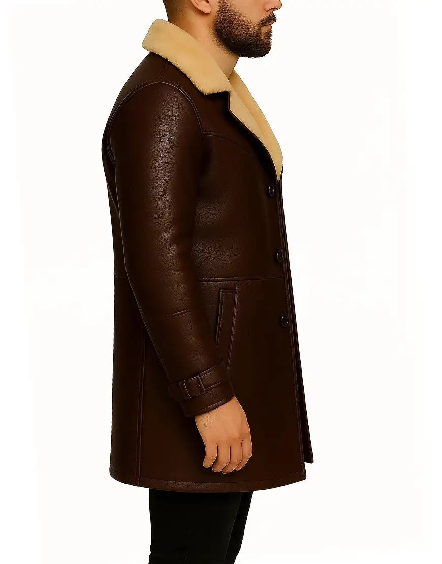 Top Quality Brown Leather trench Coat For men 05 UEJ-MCOAT-0002-BRN