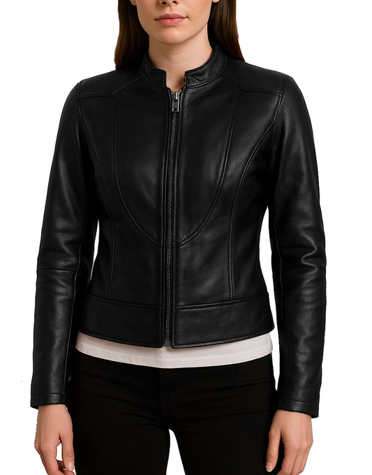 Amy Women’s Black Leather Jacket