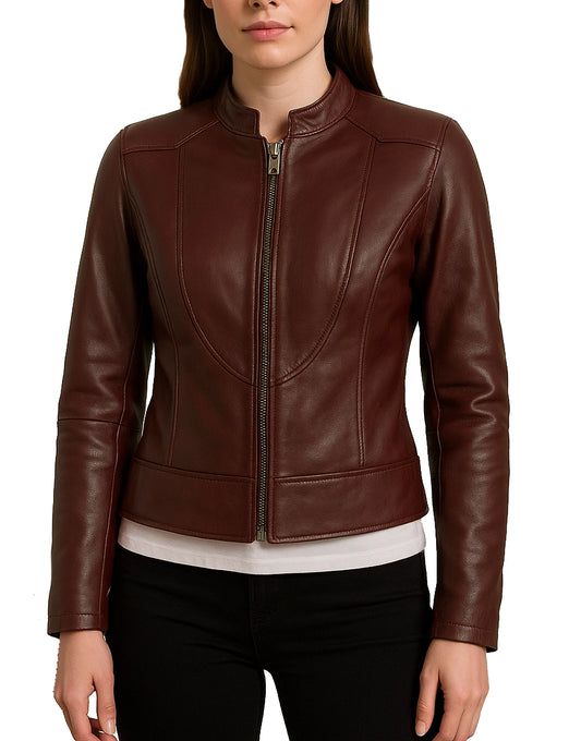 Amy Women’s Brown Leather Jacket