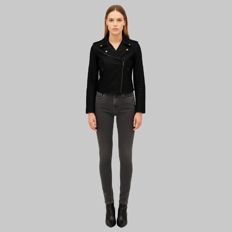 AsymmetricalBlackMotoJacketWomen