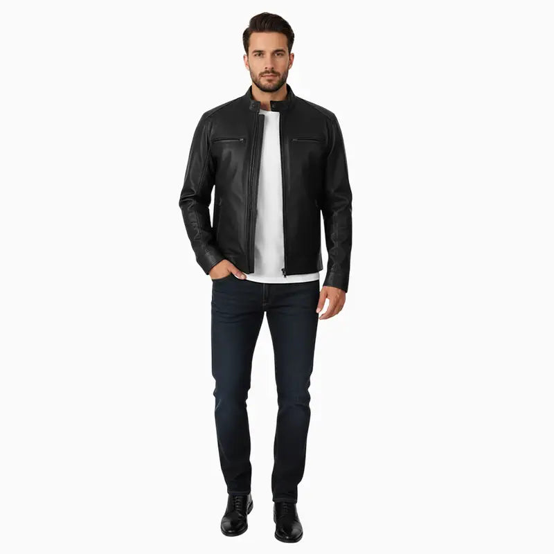 BikerBlackLeatherJacketForMen