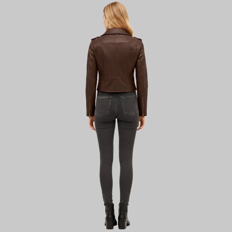 BikerDarkBrownJacketForWomen