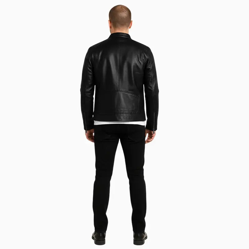 BlackRealLeatherRacerJacketMen