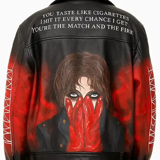 Burning Desire Men’s Black Biker Style Leather Jacket