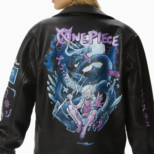 Hand Painted One Piece Black Women Leather Jacket