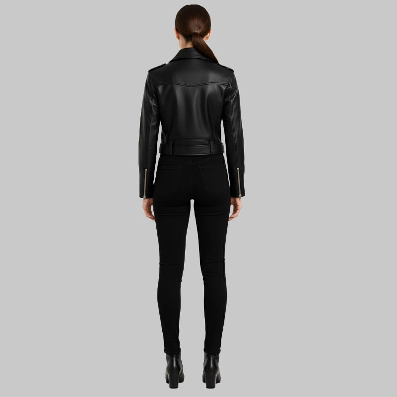 LeatherBlackCroppedJacketForWomen