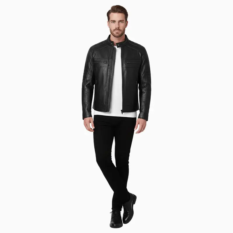 MandarinCollarBlackCafeJacketMen