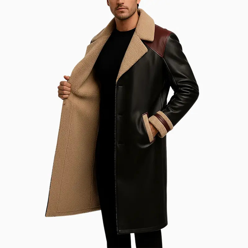 Men_sBlackLeatherLongCoatwithBurgundyShoulderPanels