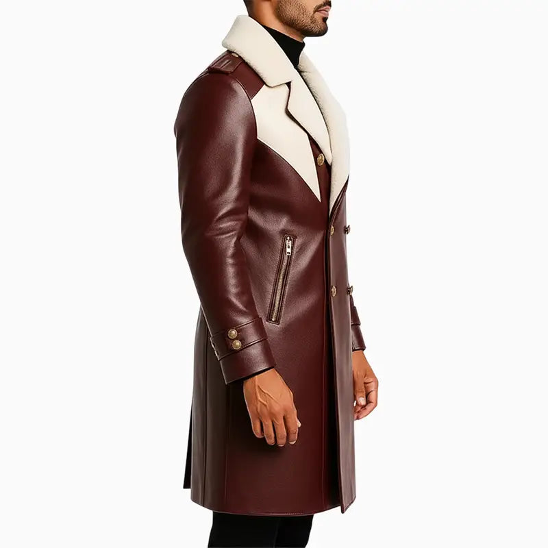 Men_sMaroonLeatherLongCoatShearlingCollar
