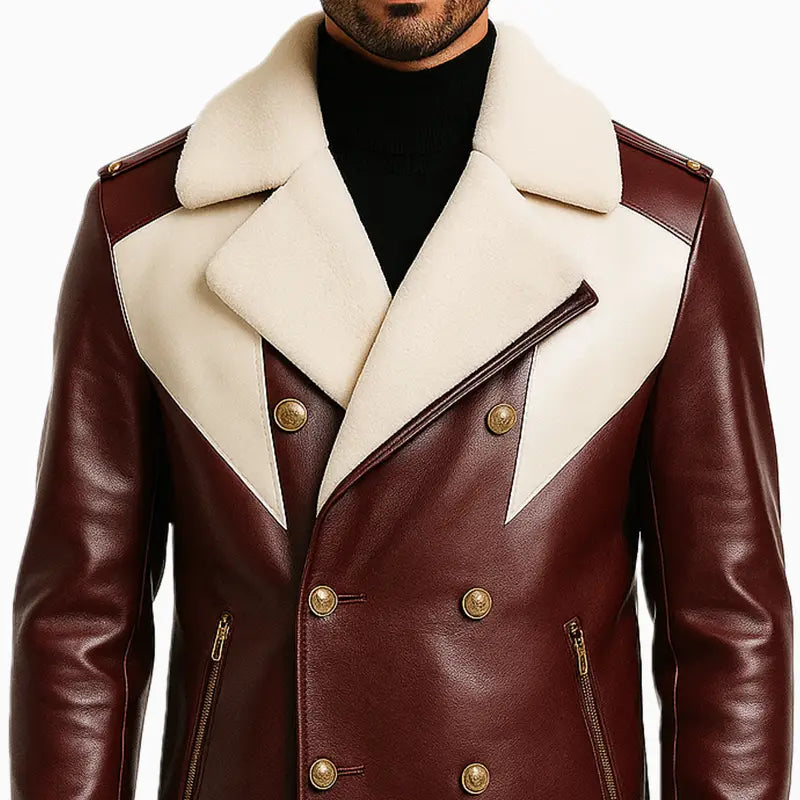 Men_sMaroonRealLeatherLongCoatShearlingCollar