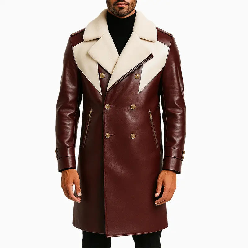 Men_sMaroonRealLeatherLongCoatwithShearlingCollar
