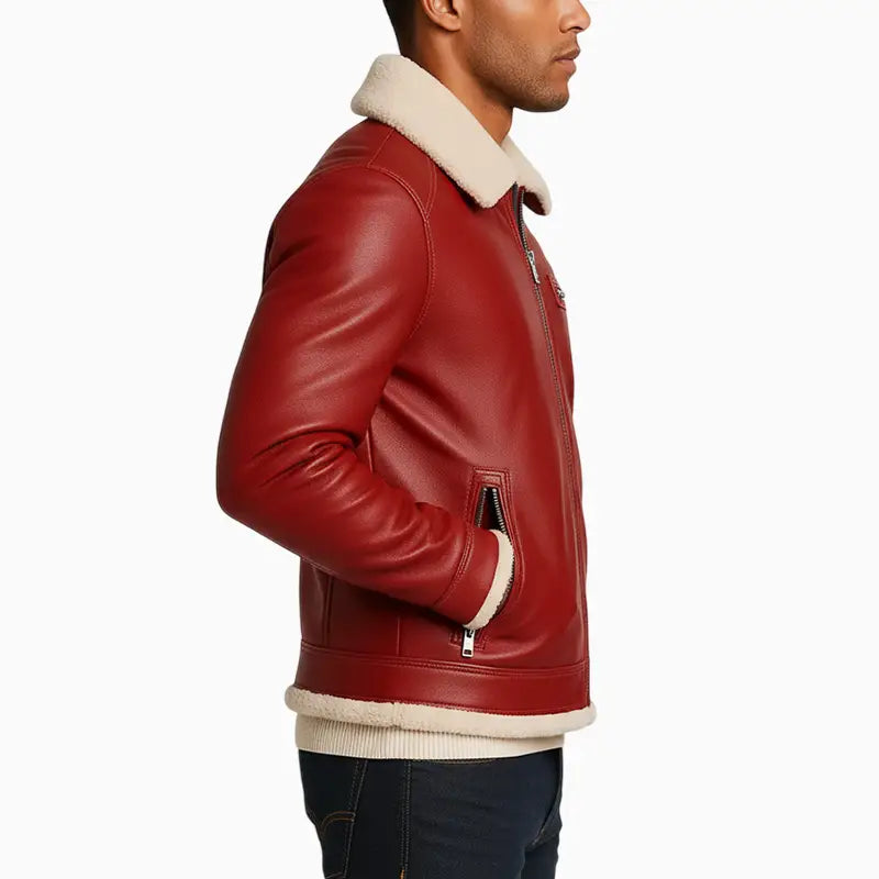 Men_sRedRealLeatherAviatorJacketShearlingTrim