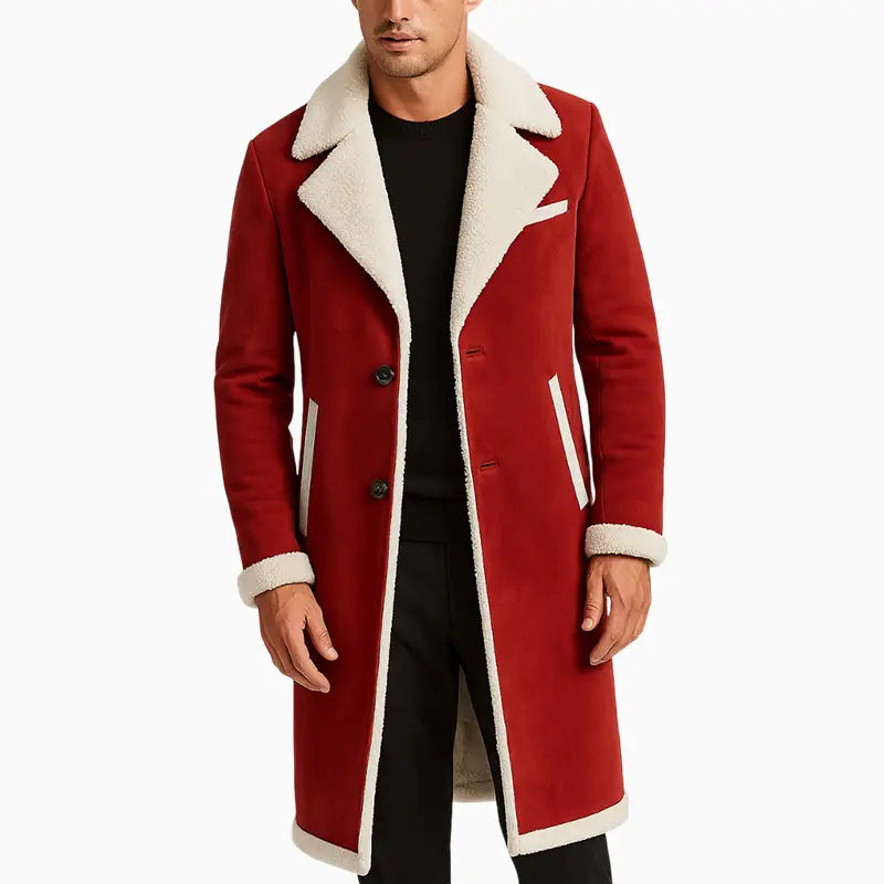 Men_sRedShearlingLongCoatwithWhiteFurTrim