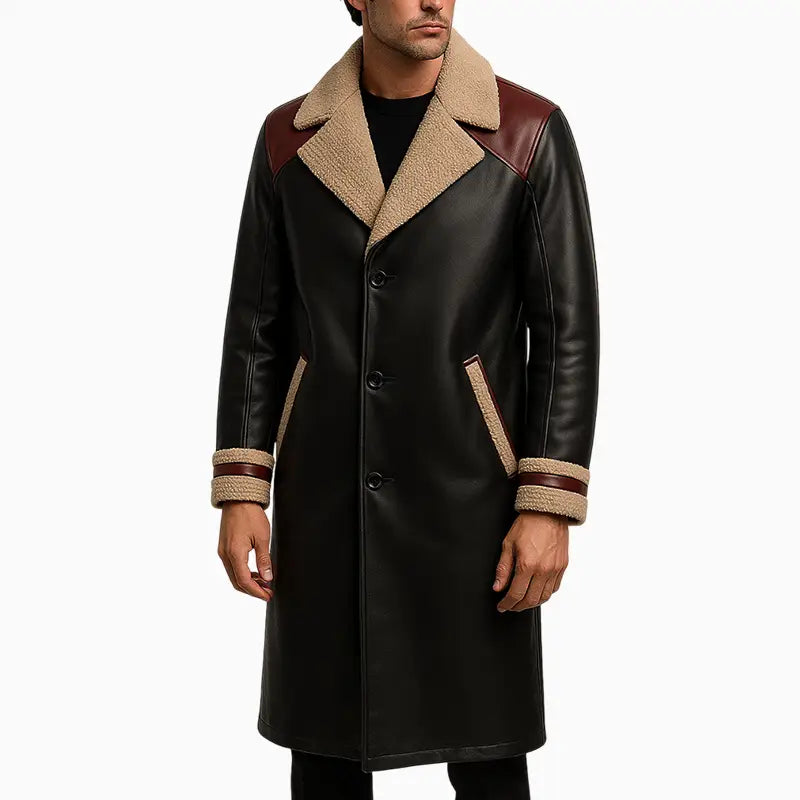 Men_sShearlingLeatherLongCoatwithBurgundyShoulderPanels