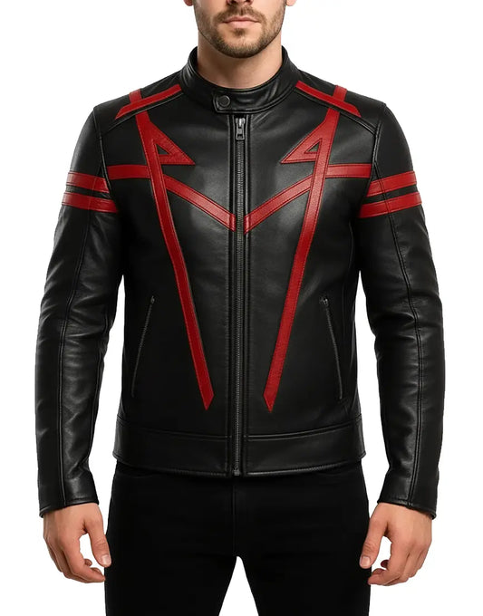Men’s VampHide Black And Red Leather Jacket