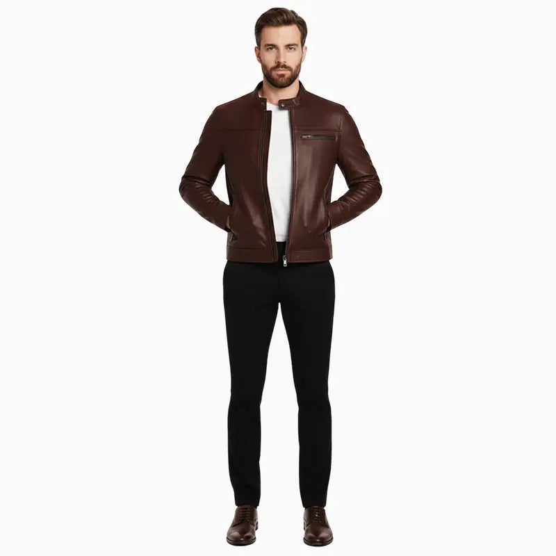 MensCafeRacerStyleDarkBrownJacket