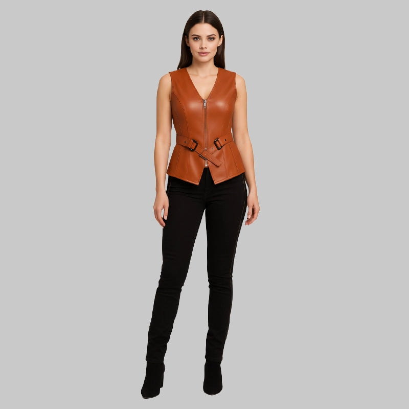 OriginalLeatherBrownVestWomen