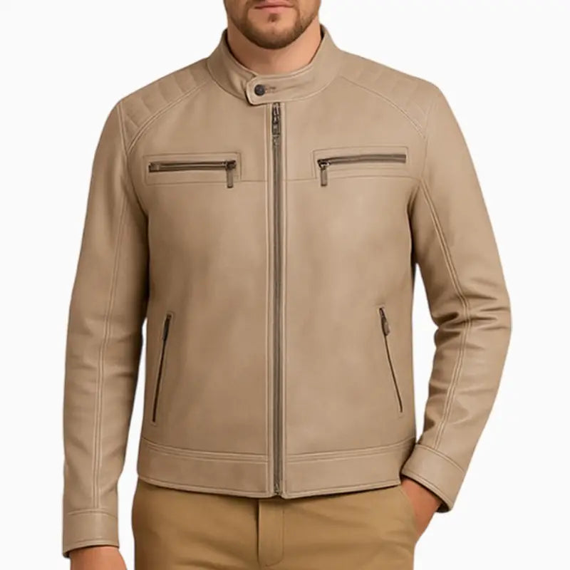 PremiumLeatherMen_sQuiltedWarmBeigeJacket