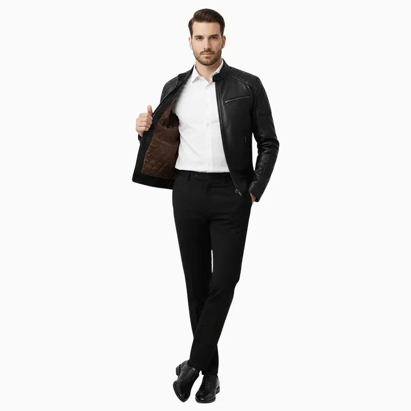 QuiltedBlackBikerJacketForMen