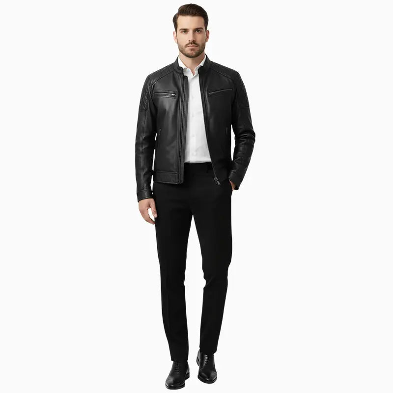 QuiltedBlackBikerJacketMen