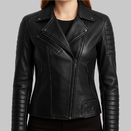QuiltedBlackLeatherJacketForWomen