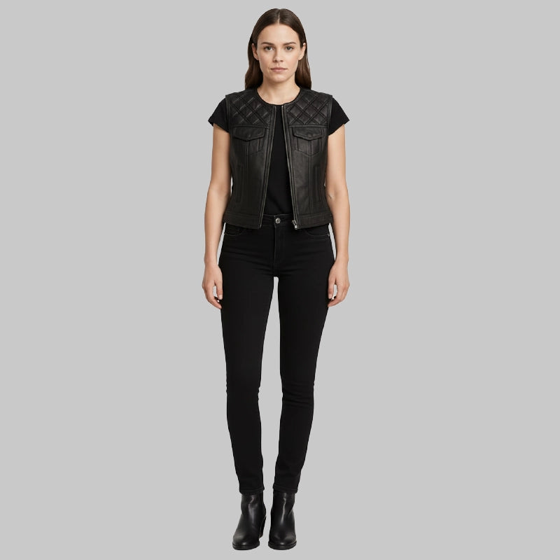 QuiltedBlackVestForWomen