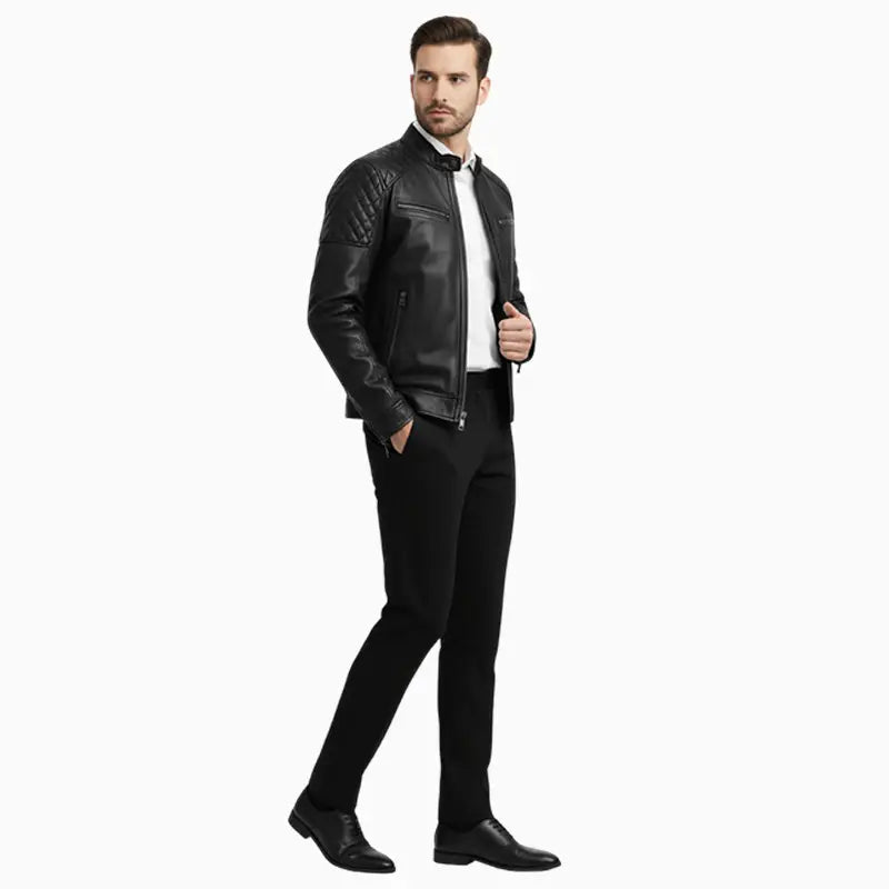 QuiltedBlackleatherBikerJacketMen