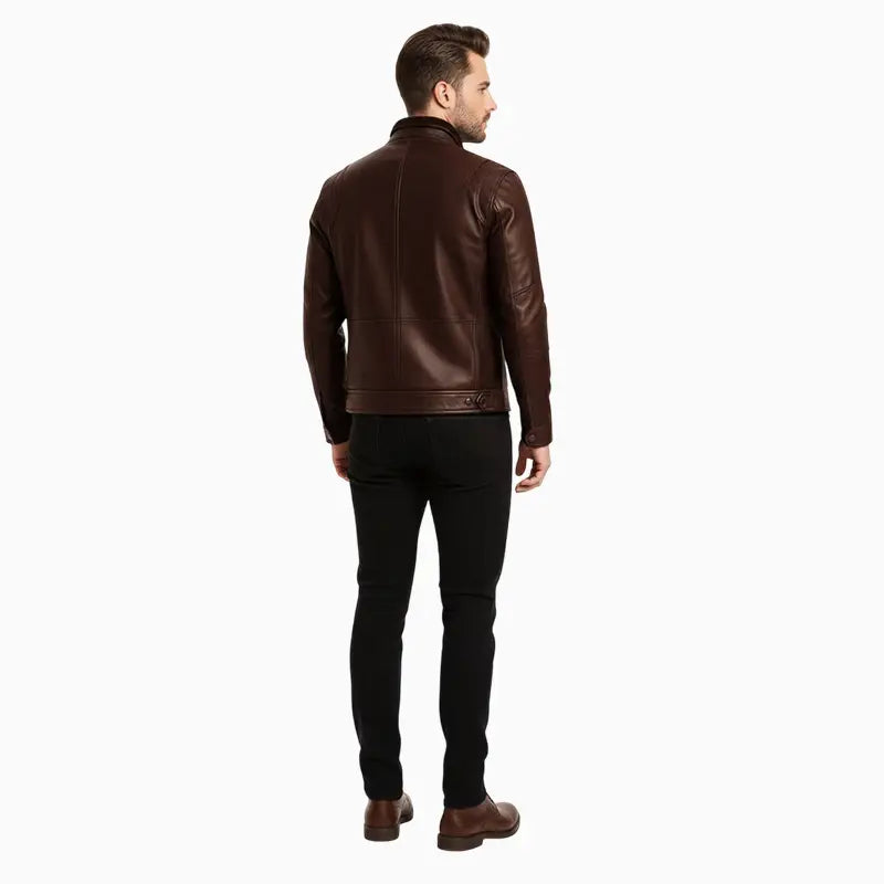 RegularBrownLeatherJacketForMen