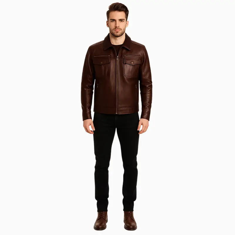 RegularFitLeatherJacketForMen