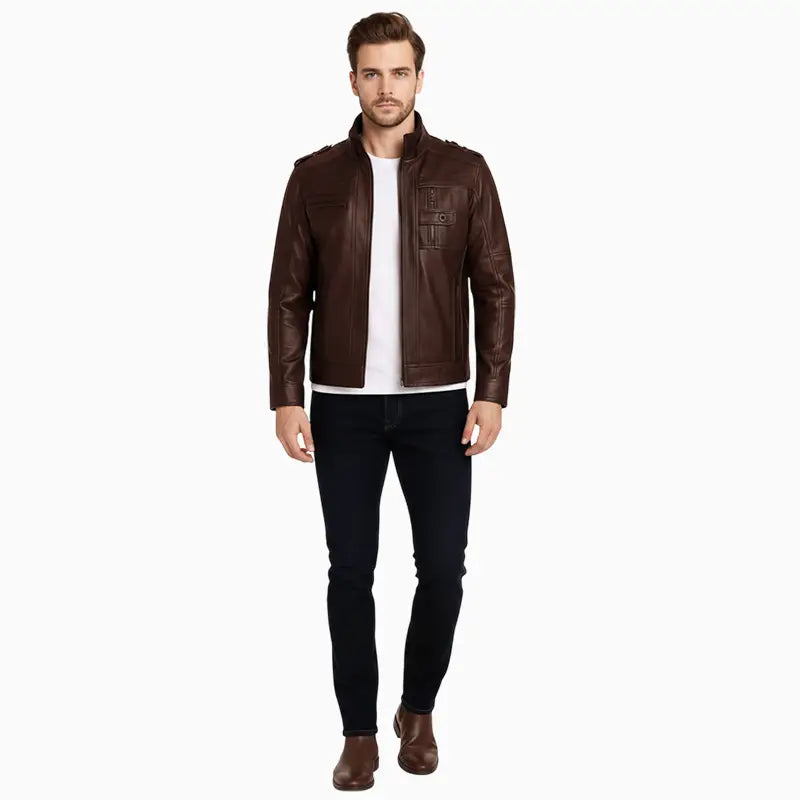 Rib-KnitStyleMen_sMatteLeatherCafeRacerJacket